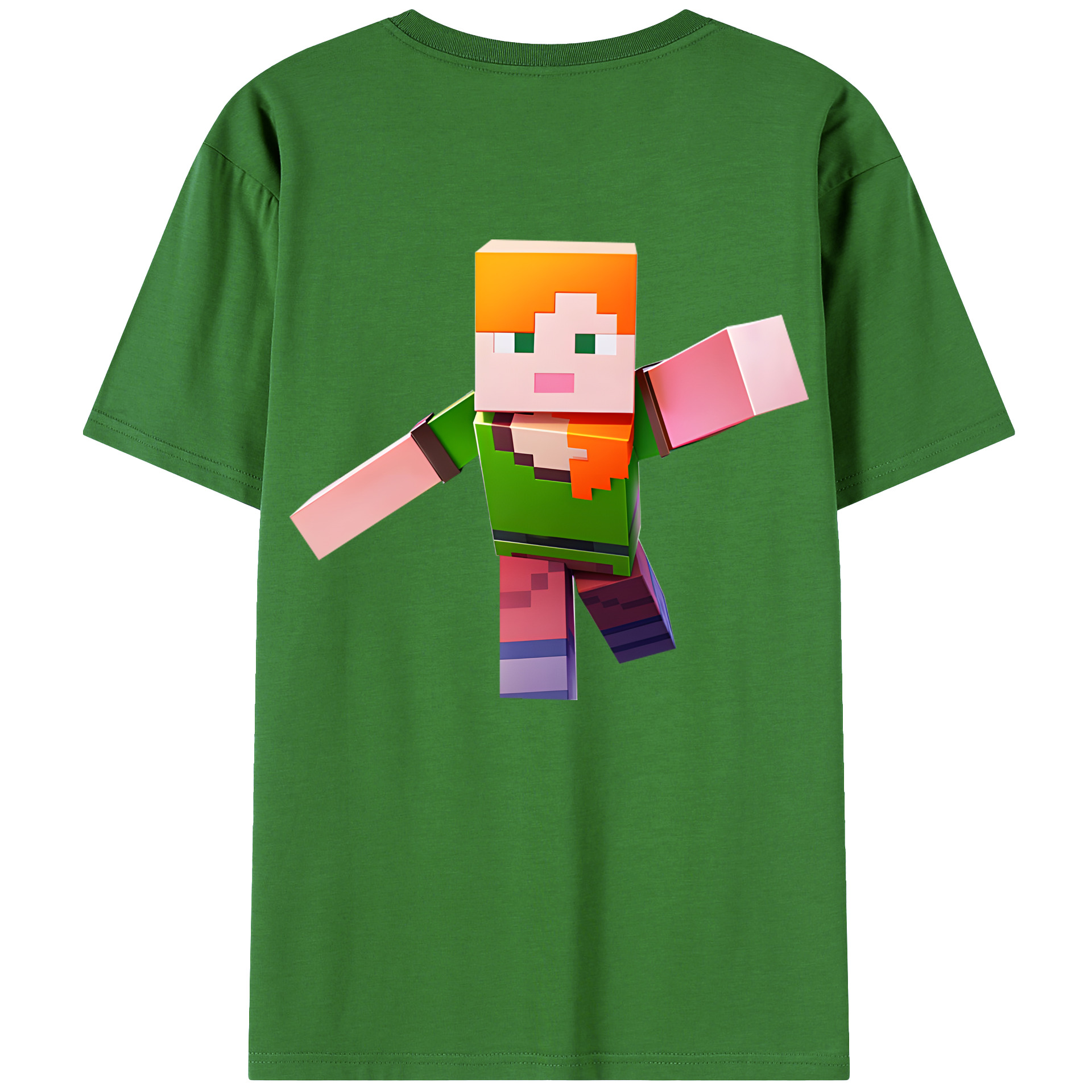 （画像用） マインクラフト ブロックの世界 Minecraft MC Block world レディース半袖Tシャツ(バックプリント)